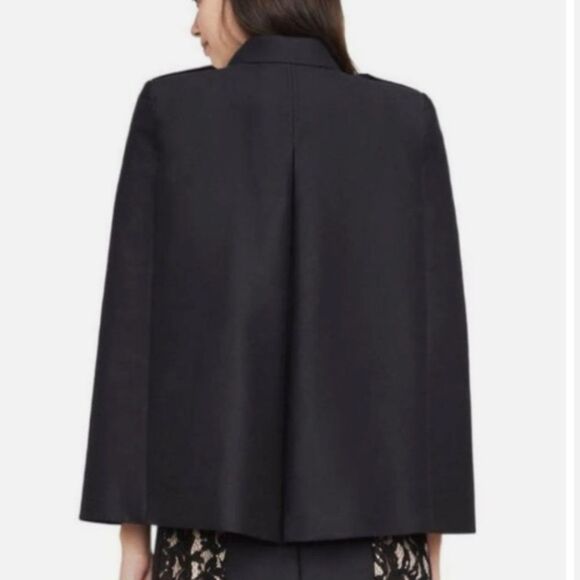 BCBG Black Ryder Fur Trim Vintage Look Pancho Cape Coat S - Picture 4 of 9